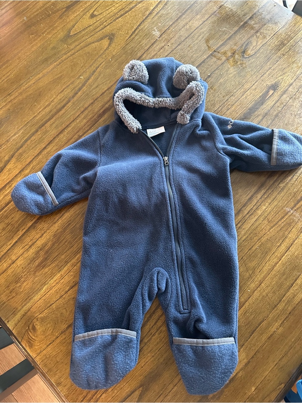 Columbia Navy Blue Fleece Baby One-Piece Footed Romper